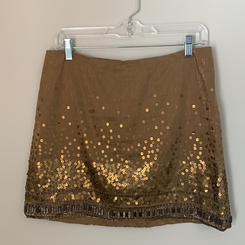 Jennifer Lopez Embellished Tan Mini Skirt Size 6
